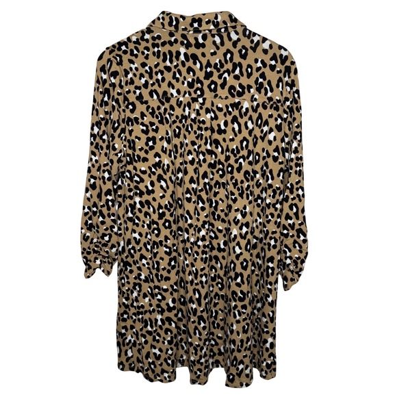 Kim Rogers Animal Print Tunic Top 3/4‎ Sleeve Button Down Sz XL - Picture 2 of 6